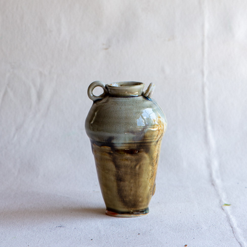 Wood Fired Vase with Kaki and Ash Glaze #fp17lh01