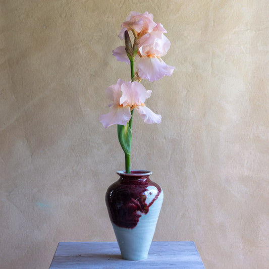 Porcelain Ash and Oxblood Vase #202C